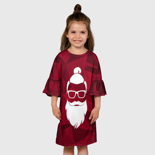 Детское платье 3D с принтом Санта хипстер, вид сбоку #3