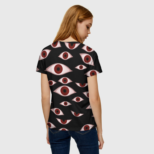 Женская футболка 3D с принтом Глаза, вид сзади #2