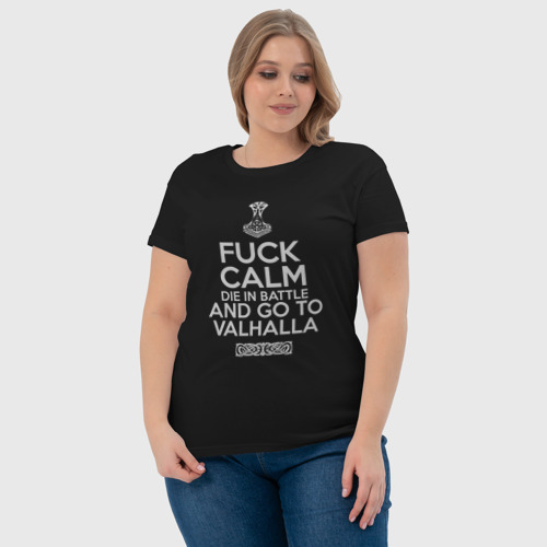 Женская футболка хлопок с принтом Fuck Calm, фото #4