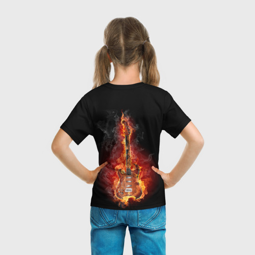 Детская футболка 3D с принтом Адская гитара, вид сзади #2