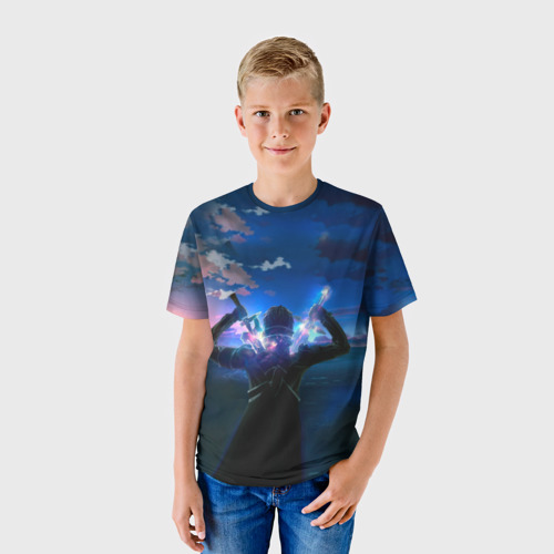 Детская футболка 3D с принтом Мастера меча онлайн, фото на моделе #1