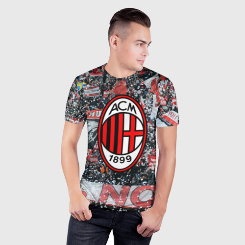 Мужская футболка 3D Slim с принтом Milan1, фото на моделе #1