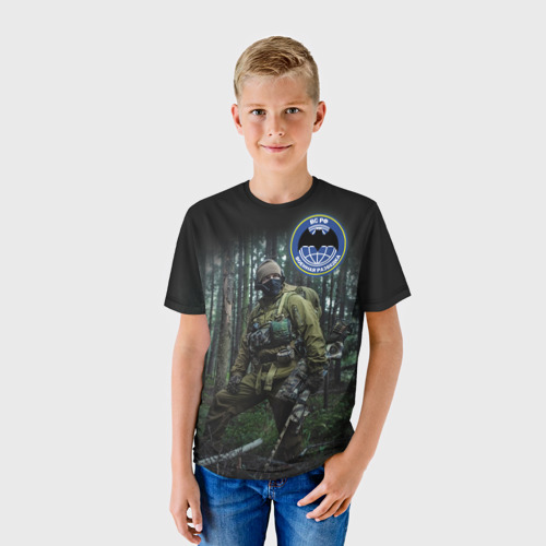 Детская футболка 3D с принтом Военная разведка, фото на моделе #1