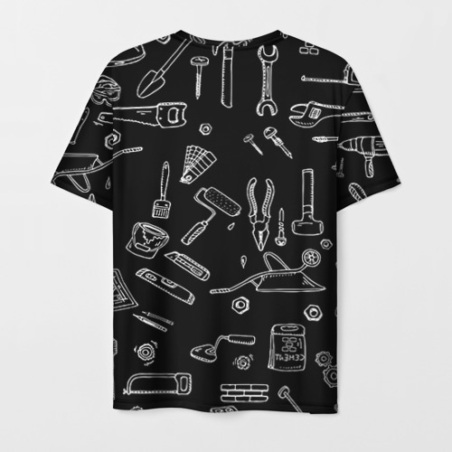 Мужская футболка 3D с принтом Строитель 13, вид сзади #1