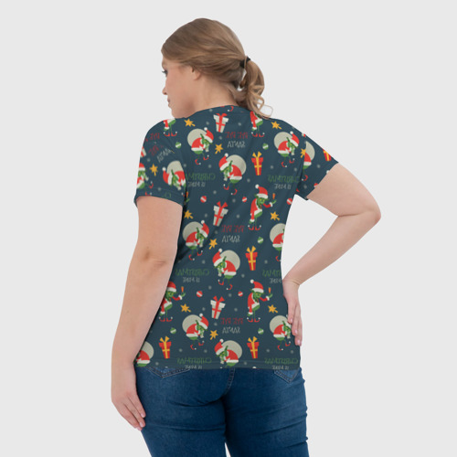 Женская футболка 3D с принтом Гринч, вид сзади #2