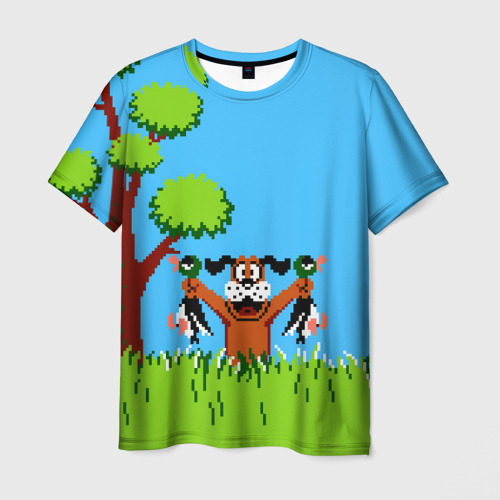 Мужская 3D футболка с принтом Утиная охота, вид спереди #2