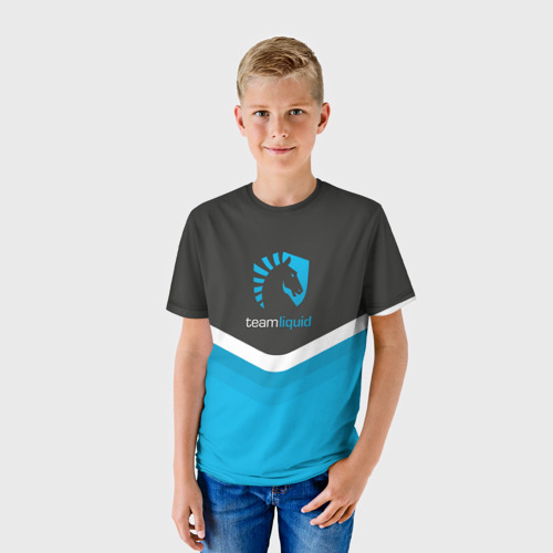 Детская футболка 3D с принтом Team Liquid Uniform, фото на моделе #1