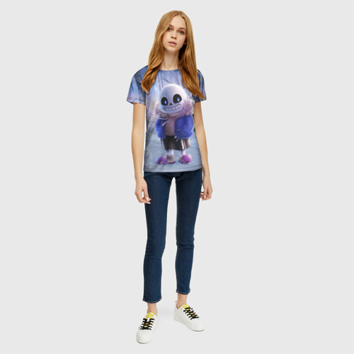 Женская футболка 3D с принтом Winter forest & Sans, вид сбоку #3