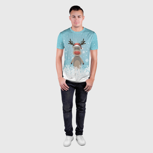 Мужская футболка 3D Slim с принтом Рудольф, вид сбоку #3