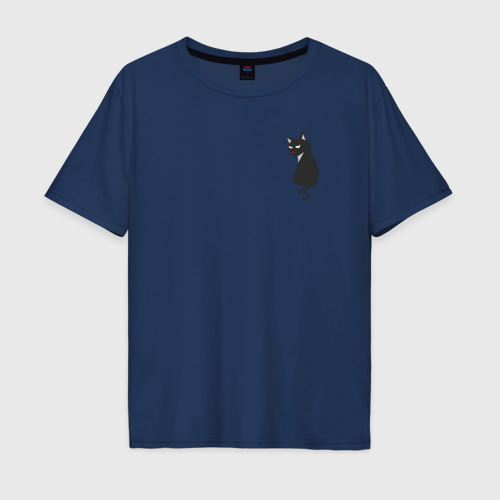 Мужская футболка хлопок Oversize с принтом Недобрый кот, вид спереди #2