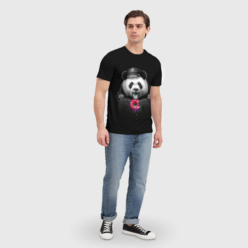 Мужская 3D футболка с принтом Donut Panda, вид сбоку #3