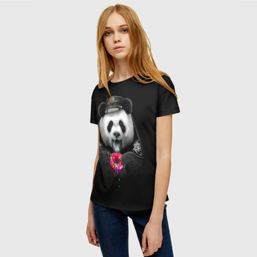 Женская футболка 3D с принтом Donut Panda, фото на моделе #1