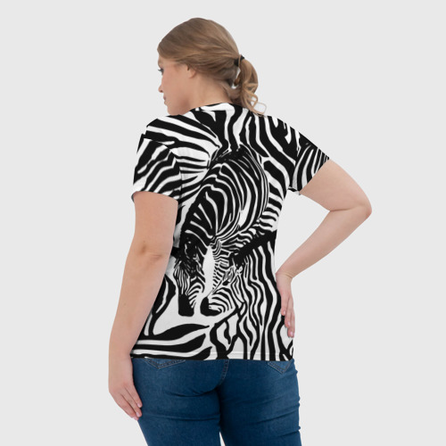 Женская футболка 3D с принтом Зебра, вид сзади #2