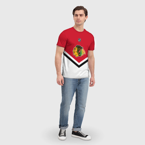 Мужская футболка 3D с принтом Chicago Blackhawks, вид сбоку #3