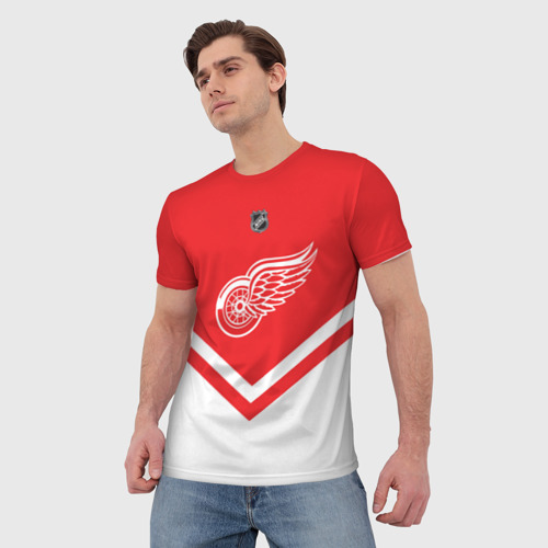 Мужская футболка 3D с принтом Detroit Red Wings, фото на моделе #1