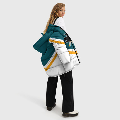 Женская зимняя куртка 3D с принтом San Jose Sharks, вид сбоку #3