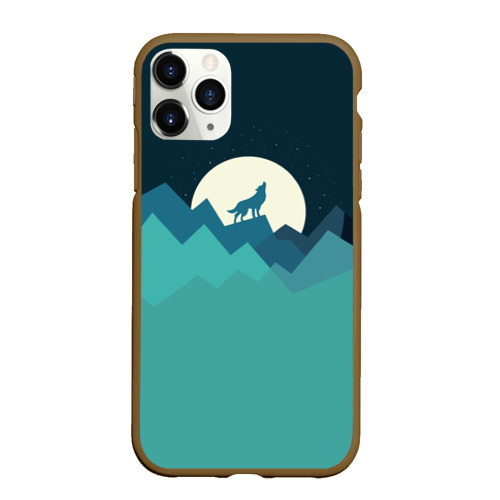 Чехол для iPhone 11 Pro Max матовый с принтом Воющий волк, вид спереди #2