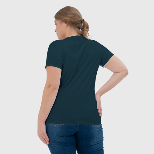 Женская футболка 3D с принтом Воющий волк, вид сзади #2