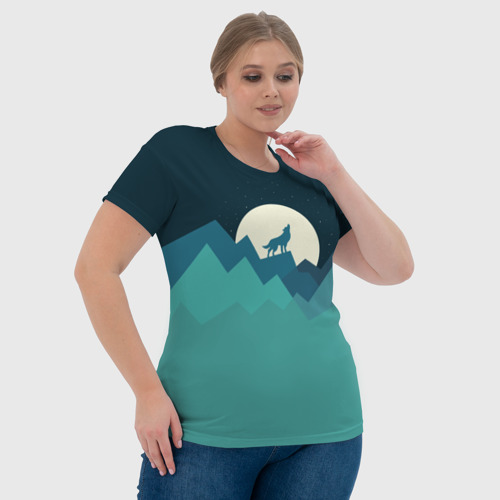 Женская футболка 3D с принтом Воющий волк, фото #4