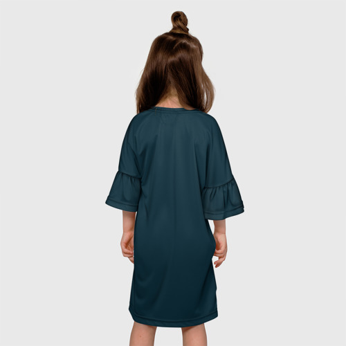 Детское платье 3D с принтом Воющий волк, вид сзади #2