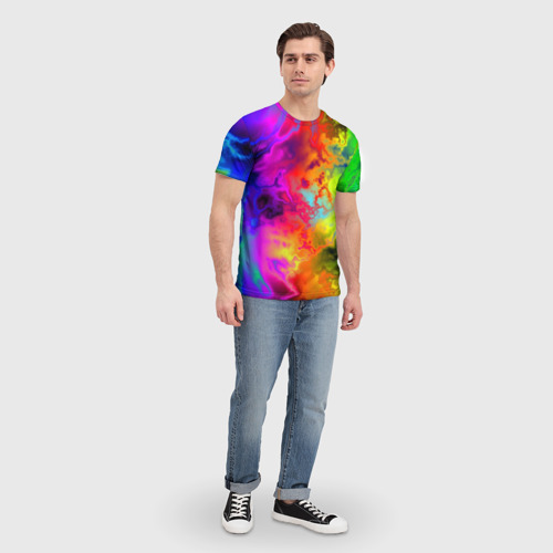 Мужская футболка 3D с принтом Красочное безумие, вид сбоку #3