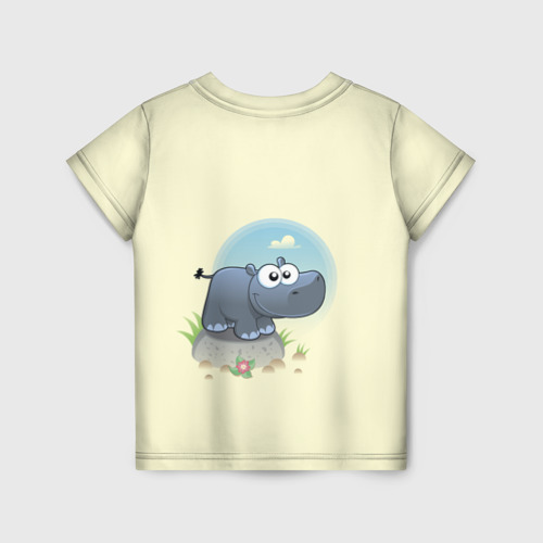 Детская футболка 3D с принтом Бегемотик, вид сзади #1