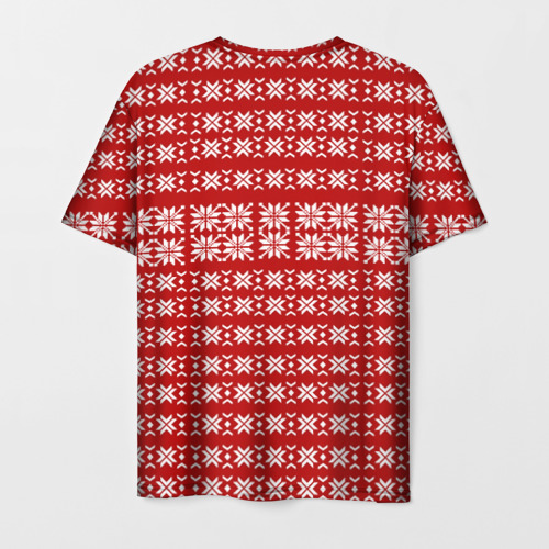 Мужская футболка 3D с принтом Свитер с оленями 1, вид сзади #1