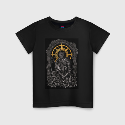 Детская футболка хлопок с принтом Dark souls:warrior, вид спереди #2