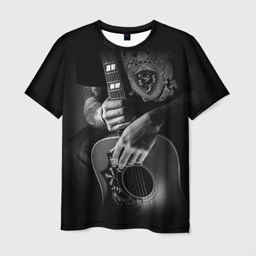 Мужская футболка 3D с принтом Гитарист, вид спереди #2