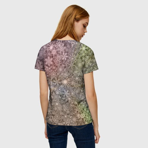 Женская футболка 3D с принтом Рождественский ленивец, вид сзади #2