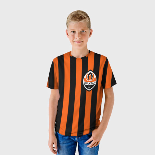 Детская футболка 3D с принтом ФК Шахтер Донецк, фото на моделе #1