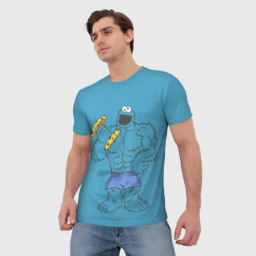 Мужская футболка 3D с принтом Коржик качок, фото на моделе #1