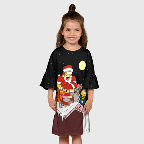 Детское платье 3D с принтом Симпсон - Санта Клаус, вид сбоку #3