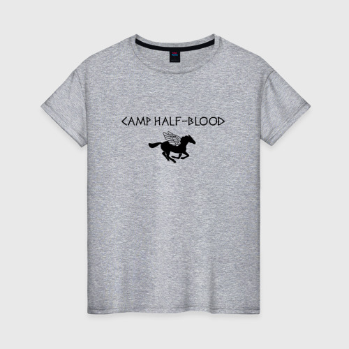 Женская футболка хлопок с принтом Camp Half-Blood, вид спереди #2