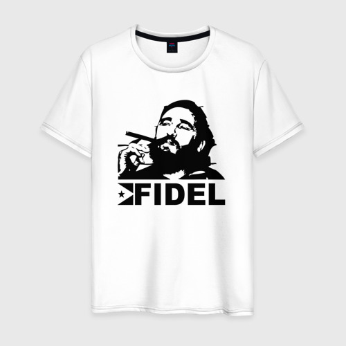 Мужская футболка хлопок с принтом Фидель, Кастро, вид спереди #2