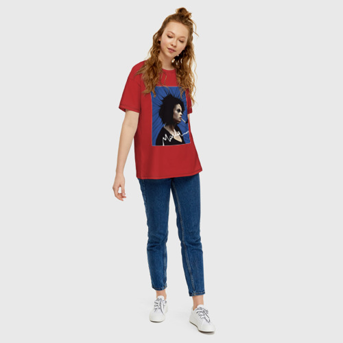 Женская футболка хлопок Oversize с принтом Marla Singer, вид сбоку #3