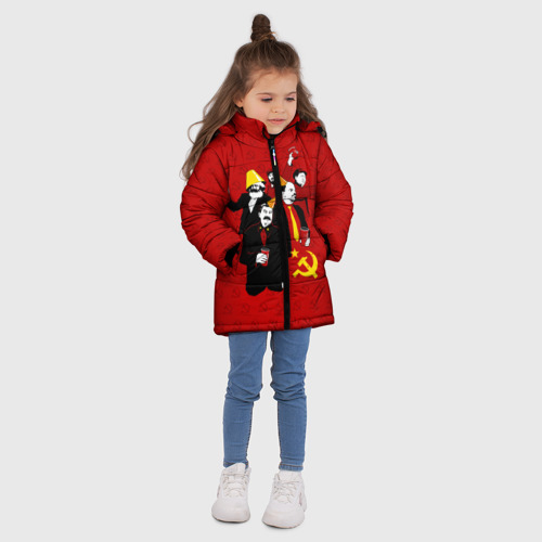 Зимняя куртка для девочек 3D с принтом Communist Party, вид сбоку #3