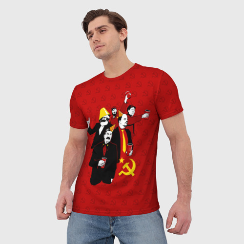 Мужская футболка 3D с принтом Communist Party, фото на моделе #1