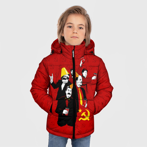 Зимняя куртка для мальчиков 3D с принтом Communist Party, фото на моделе #1