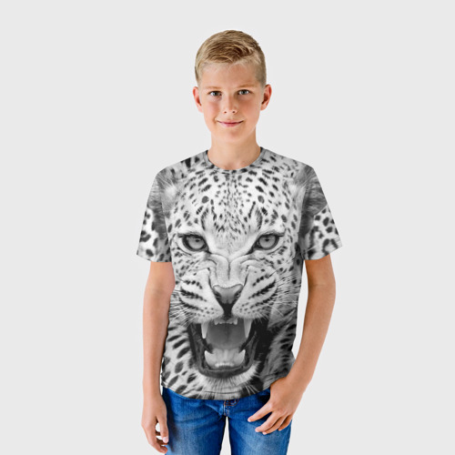 Детская футболка 3D с принтом Леопард, фото на моделе #1