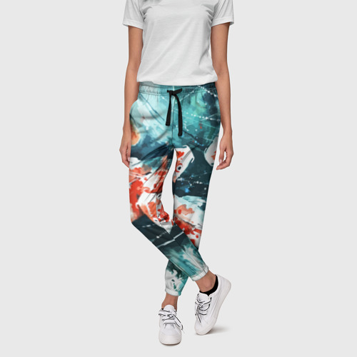 Женские брюки 3D с принтом Koi Fish карпы кои, фото на моделе #1
