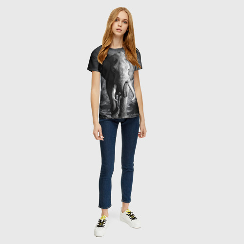 Женская футболка 3D с принтом Слон, вид сбоку #3