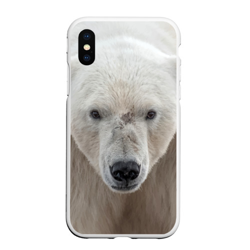 Чехол для iPhone XS Max матовый с принтом Белый медведь, вид спереди #2