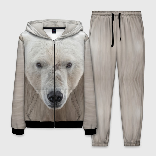 Мужской 3D костюм с принтом Белый медведь, вид спереди #2