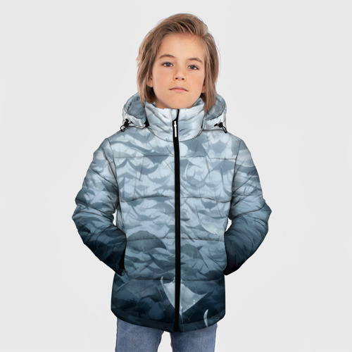 Зимняя куртка для мальчиков 3D с принтом Электрические скаты, фото на моделе #1