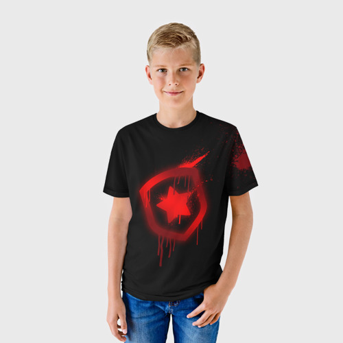 Детская футболка 3D с принтом Cs:go - Gambit eSports (Black collection), фото на моделе #1