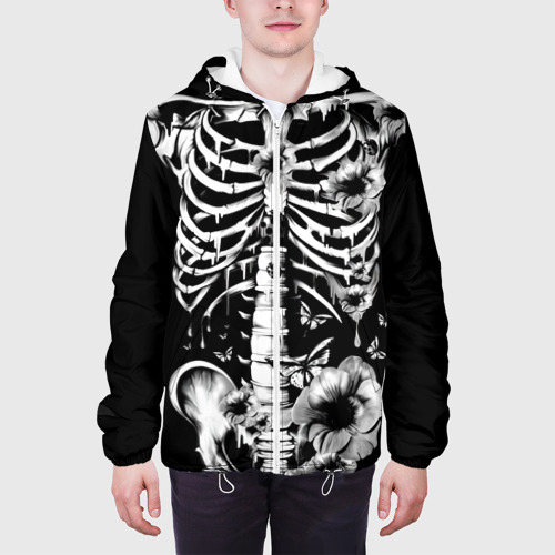 Мужская куртка 3D с принтом Floral Skeleton, вид сбоку #3