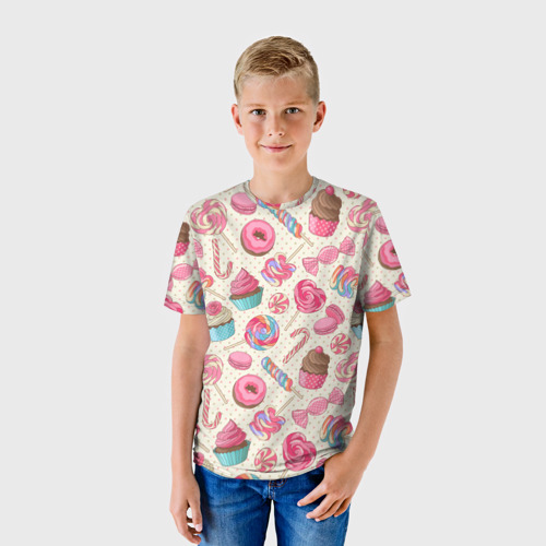 Детская футболка 3D с принтом Радости и сладости, фото на моделе #1