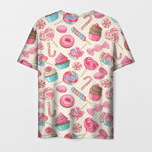 Мужская футболка 3D с принтом Радости и сладости, вид сзади #1