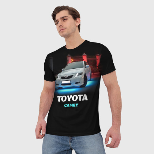 Мужская футболка 3D с принтом Toyota Camry, фото на моделе #1